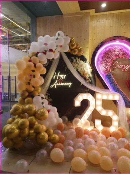 Backdrop Banner+RIng set up+ Balloon decor+Lights 7499/-